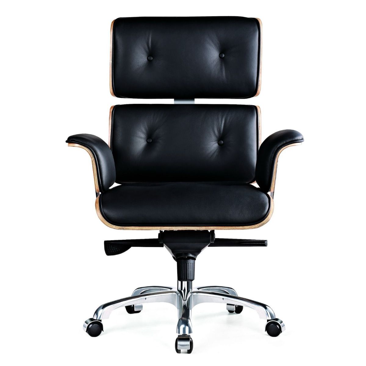 SILLÓN GERENCIAL 6408 CUERO NATURAL , MADERA NOGAL , ACERO Y ALUMINIO / 180 KGS. - Imagen 3