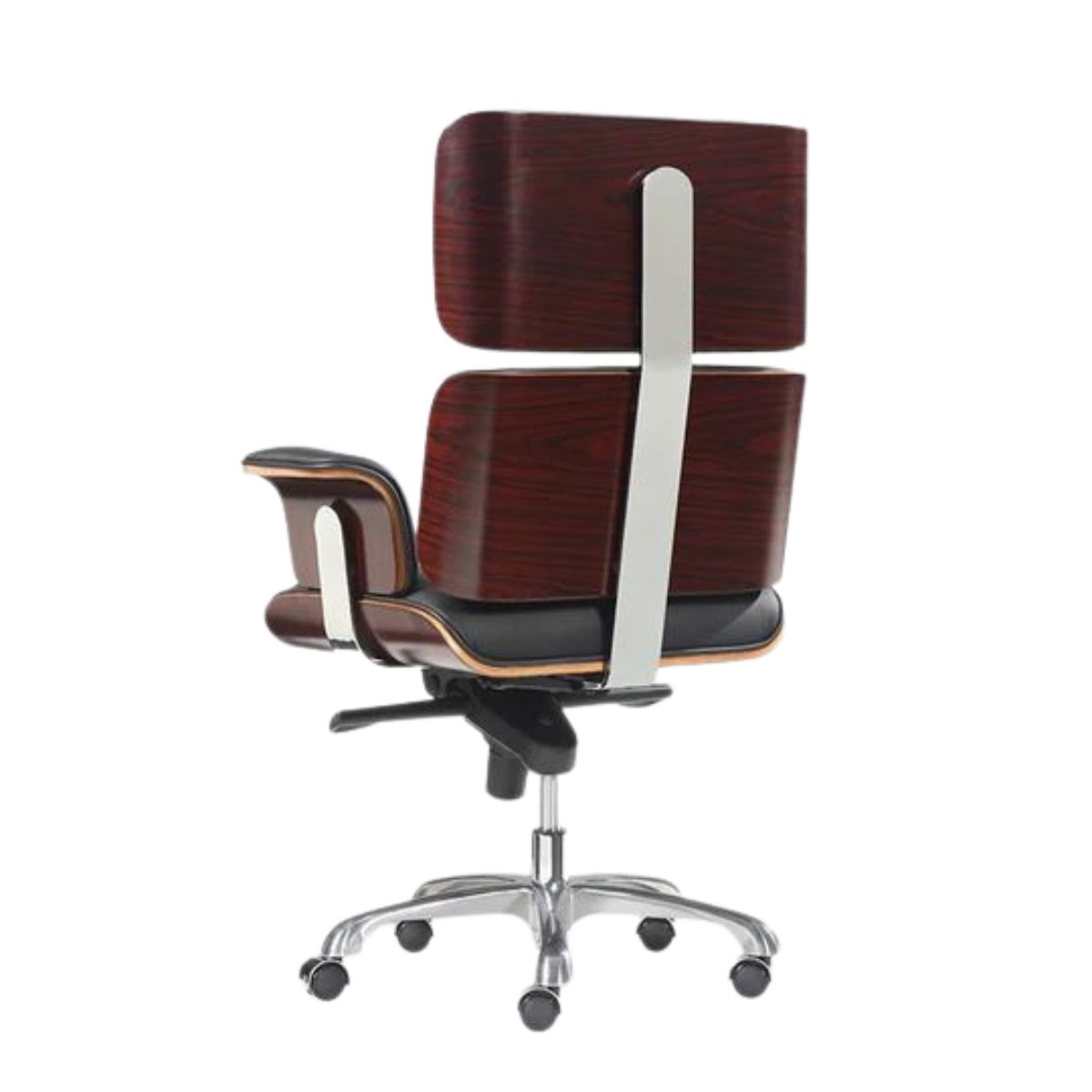SILLÓN GERENCIAL 6408 CUERO NATURAL , MADERA NOGAL , ACERO Y ALUMINIO / 180 KGS. - Imagen 4