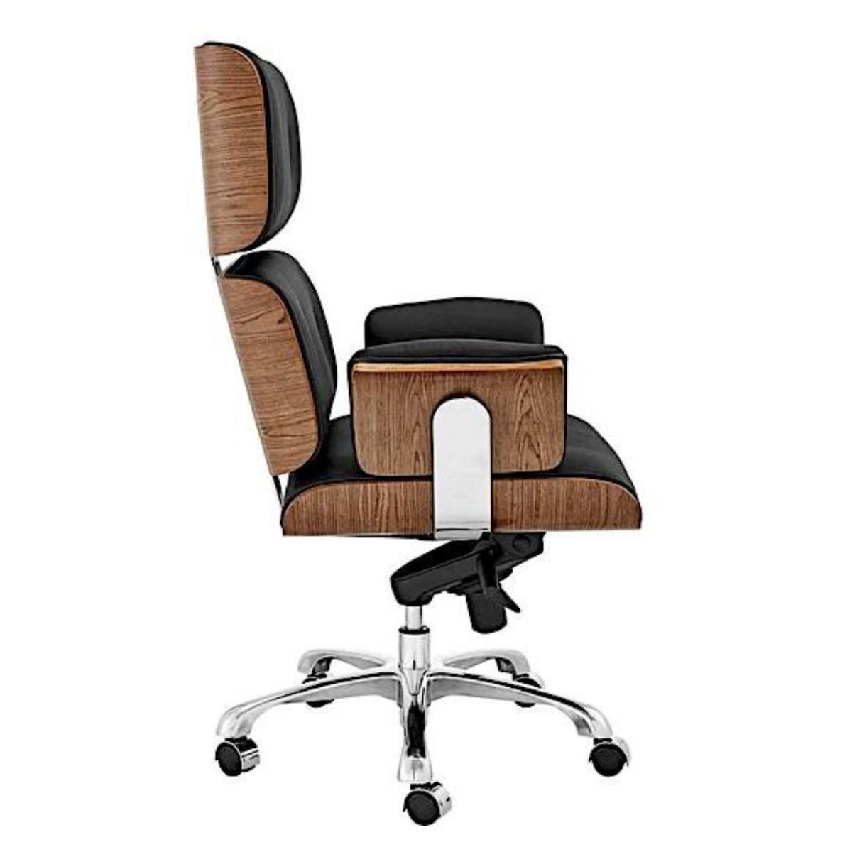 SILLÓN GERENCIAL 6408 CUERO NATURAL , MADERA NOGAL , ACERO Y ALUMINIO / 180 KGS. - Imagen 5